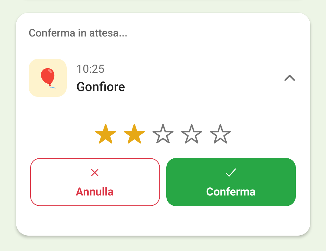 Conferma di una voce gonfiore con un'intensità di due stelle